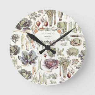 Mediano Adolphe Millot Patrón vegetal Reloj redondo