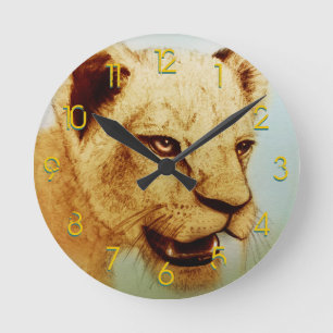 Mediano Animal salvaje colorido - León, reloj redondo
