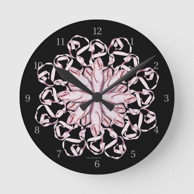 Mediano Ballet Patrón (rosa) Reloj redondo (Anverso)