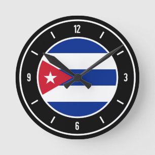 Mediano Bandera de Cuba elegante reloj redondo