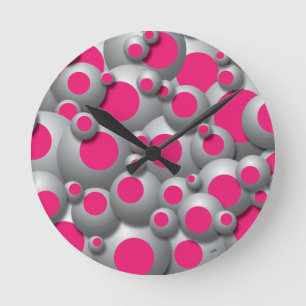 Mediano Burbujas bulliciosas reloj redondo rosado caliente