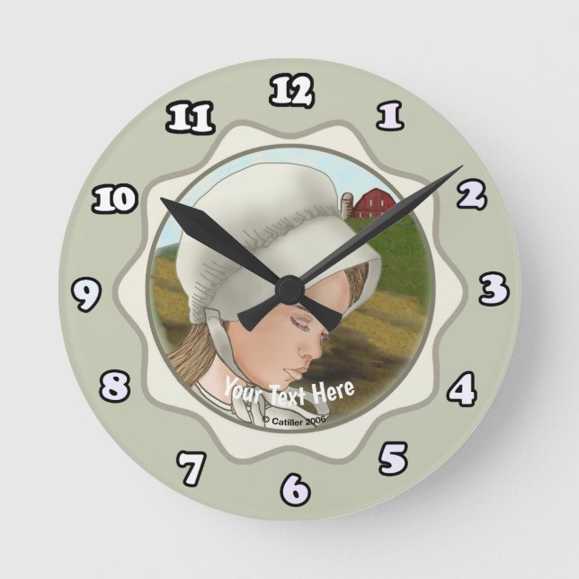 Mediano Chica Amish con reloj redondo de gorro (Anverso)