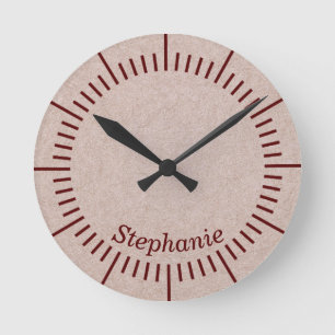Mediano Color beige de cuero con el nombre Reloj redondo