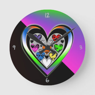 Mediano Colores de amor y reloj redondo