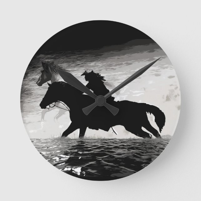 Mediano Corriendo con espíritus - Reloj redondo de caballo (Anverso)