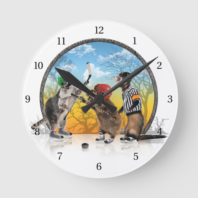 Mediano Cricket de hockey Clásico reloj redondo (Anverso)