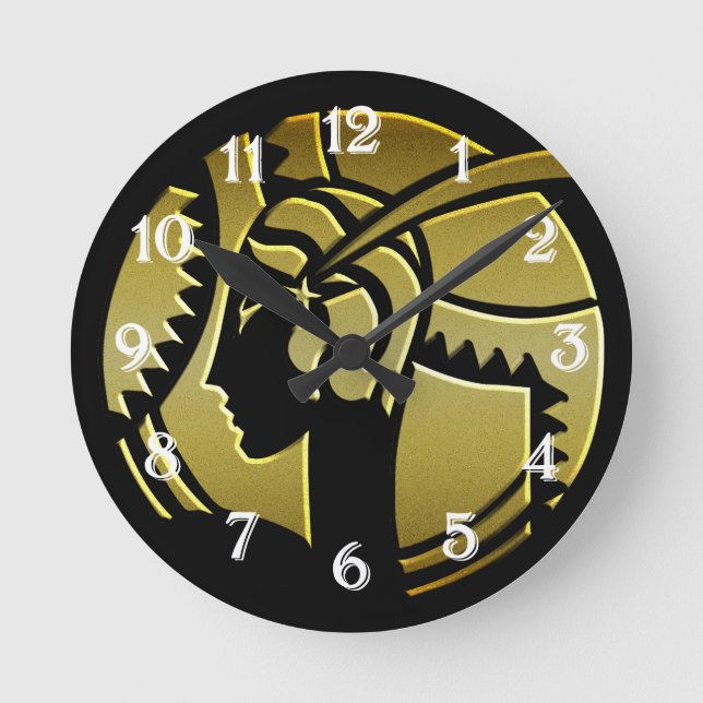 Mediano Elegante Señora Art Deco en el reloj redondo de la (Anverso)