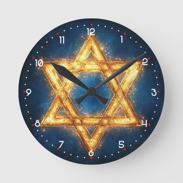 Mediano Estrella de David - hermoso diseño reloj redondo (Anverso)