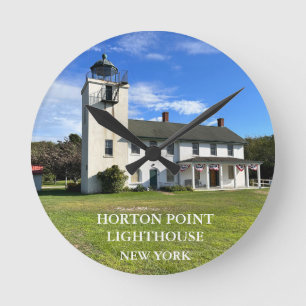 Mediano Faro de Horton Point, reloj redondo de Nueva York