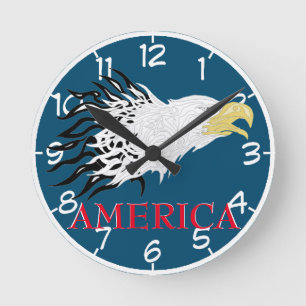 Mediano Gritos numerados Eagle America - Reloj redondo