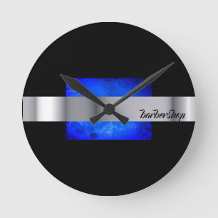 Mediano Guay black, plata y diseño azul reloj redondo