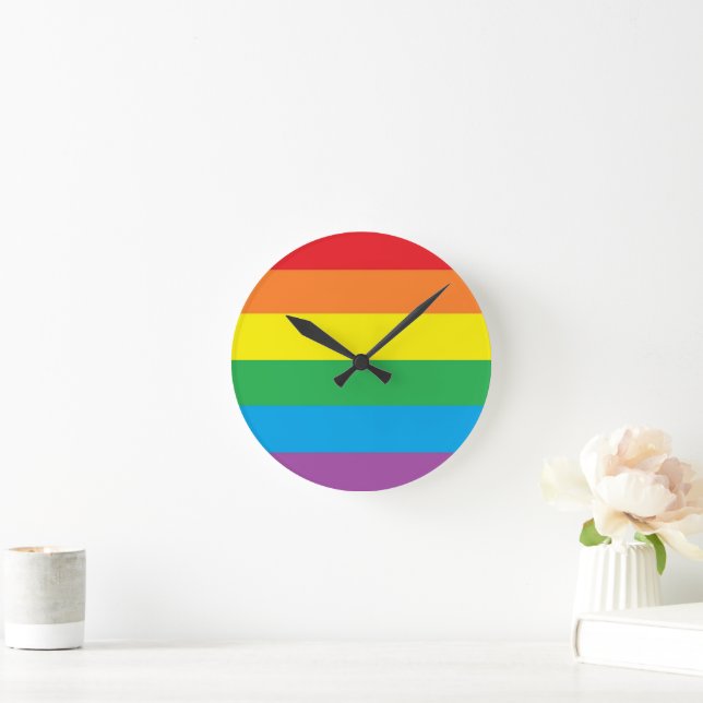 Mediano "Orgullo arcoiris" reloj redondo (Hogar)