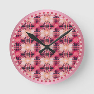 Mediano Patrones rosados de reloj redondo claro