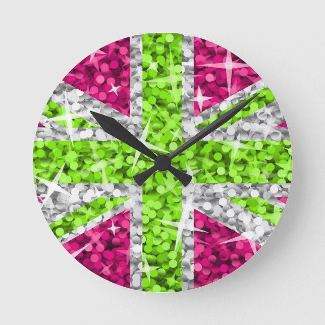 Mediano Reloj BRITÁNICO de la cal del Glitz redondo (Anverso)