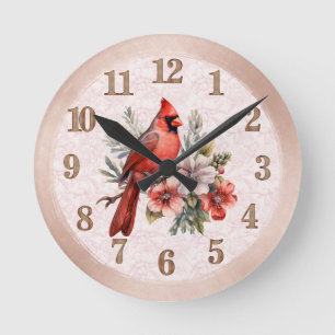 Mediano Reloj Cardenal de Color Rubor Redondo
