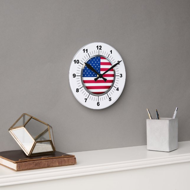 Mediano Reloj de pared, EE.UU. de 8" redondo y acrílico (Oficina)
