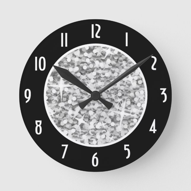 Mediano Reloj Glitz "Silver" Black 'Numbers' redondo (Anverso)