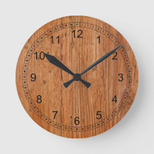 Mediano Reloj medio redondo natural de madera de roble