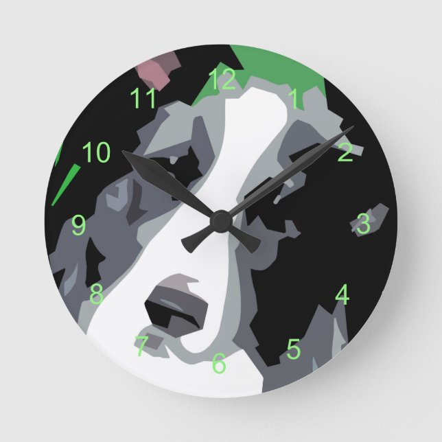 Mediano Reloj redondo abstracto de Border Collie para aman (Anverso)