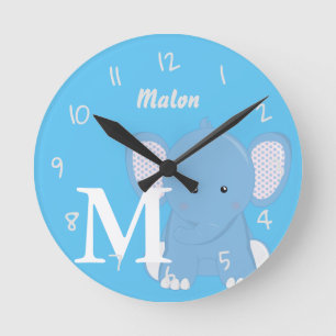 Mediano Reloj redondo azul claro personalizado para bebé