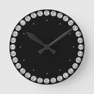 Mediano Reloj redondo con estampado de diamantes y negro