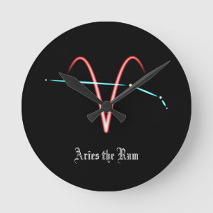 Mediano Reloj redondo constelación zodiacal Aries