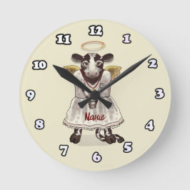 Mediano Reloj redondo de ángel de vaca sagrada