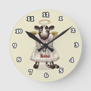 Mediano Reloj redondo de ángel de vaca sagrada