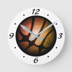 Mediano Reloj redondo de baloncesto Naranja metálico moder