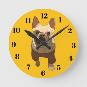 Mediano Reloj redondo de Bulldog Francés