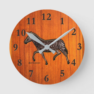 Mediano Reloj redondo de cebra de polka tallada