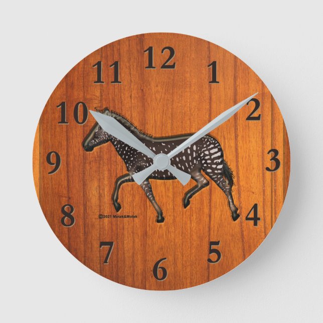 Mediano Reloj redondo de cebra de polka tallada (Anverso)