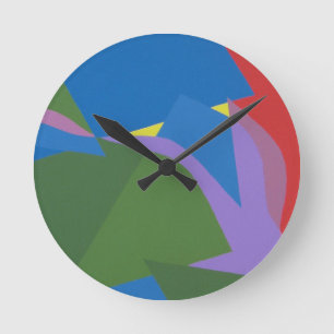 Mediano Reloj redondo de composición abstracta atenuada