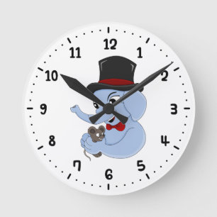 Mediano Reloj redondo de dibujos animados de niño elefante