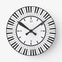 Reloj redondo de diseño de claves de piano