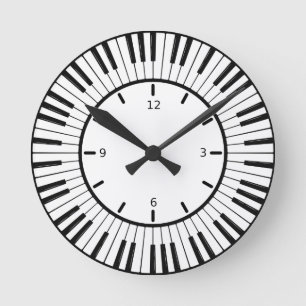 Mediano Reloj redondo de diseño de claves de piano