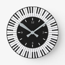 Reloj redondo de diseño de claves de piano