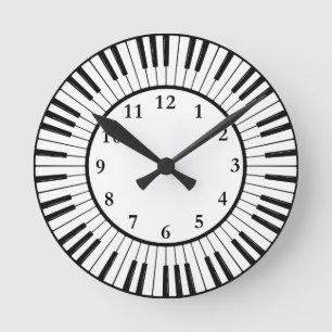 Mediano Reloj redondo de diseño de claves de piano
