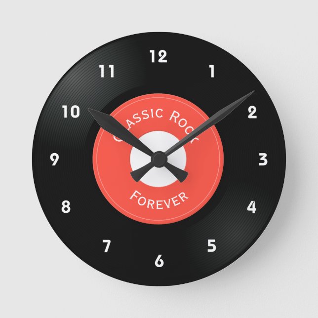 Mediano Reloj redondo de diseño de registros de vinilo (Anverso)