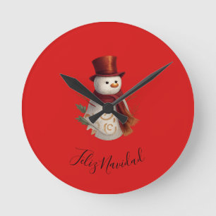 Mediano Reloj redondo de Feliz Navidad - Merry Christmas