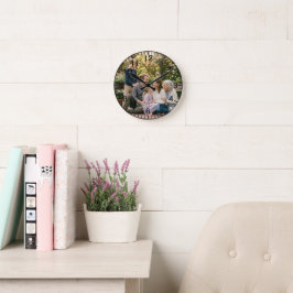 Mediano Reloj Redondo de Fotos Personalizado de Familia El