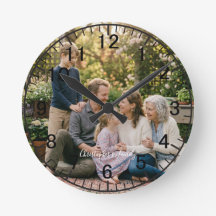 Reloj Redondo de Fotos Personalizado de Familia El