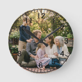 Mediano Reloj Redondo de Fotos Personalizado de Familia El