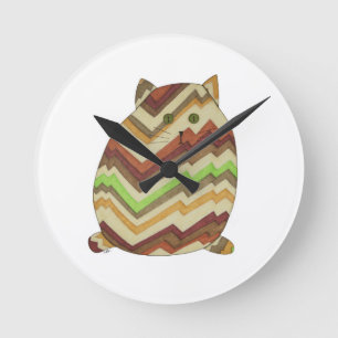 Mediano Reloj redondo de gato de grasa