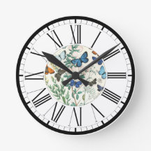 Reloj redondo de Ilustracion de mariposas