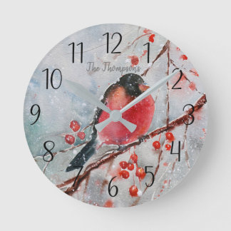 Mediano Reloj redondo de invierno de la escena roja de páj