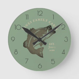 Mediano Reloj redondo de la cabaña de la familia Fish Fry