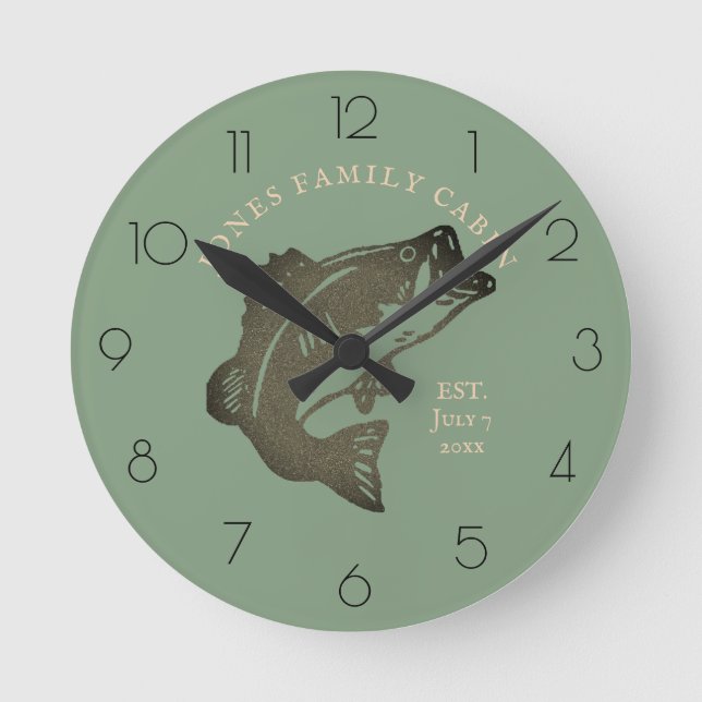 Mediano Reloj redondo de la cabaña de la familia Fish Fry (Anverso)