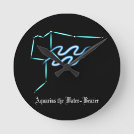 Mediano Reloj redondo de la constelación zodiacal Acuario