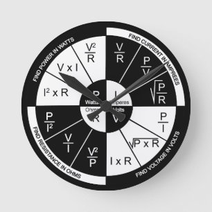 Mediano Reloj redondo de ley de Ohm marcado blanco y negro